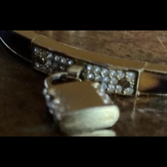 Michael Kors crystal and pave gold toned hinged padlock bracelet - Picture 4 of 10